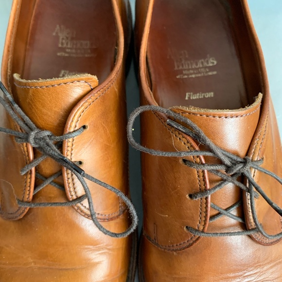 Allen Edmonds Mens Flatiron Brogue 8.5D Light Brown/Camel Leather Lace Up Oxford - Picture 6 of 8